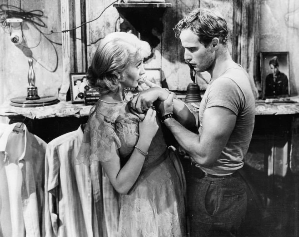 Vivien Leigh is grabbed by Marlon Brando in a scene from the film 'A Streetcar Named Desire', 1951.