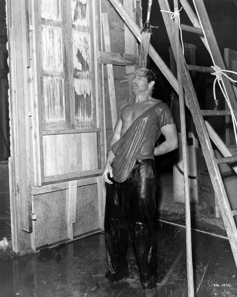 Marlon Brando during the filming of 'A Streetcar Named Desire'.