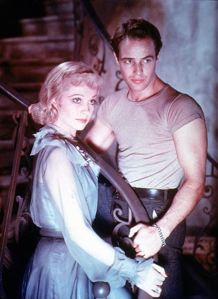 Vivien Leigh  and Marlon Brando in a still from the film, 'A Streetcar Named Desire'.