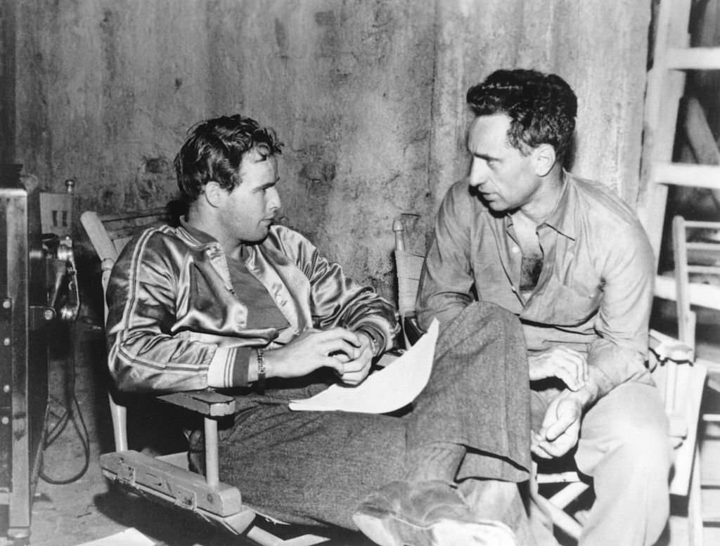 American actor Marlon Brando and director Elia Kazan on the set of Kazan's movie 'A Streetcar Named Desire'