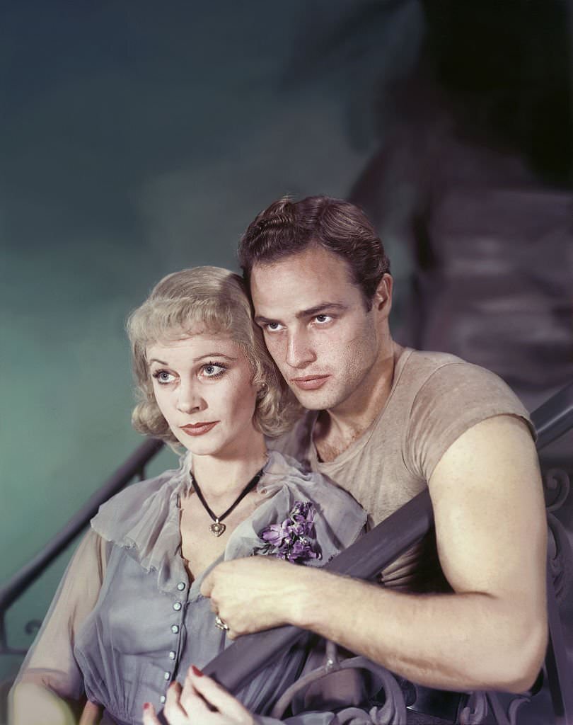 Marlon Brando and Vivien Leigh on the set of A Streetcar Named Desire.