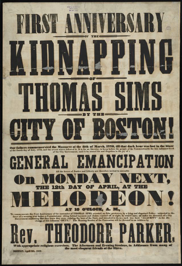 First anniversary of the kidnapping of Thomas Sims by the City of Boston!