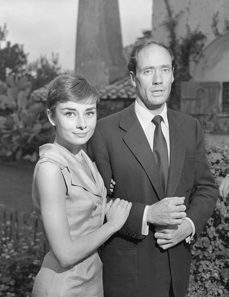 Audrey Hepburn and Mel Ferrer of their honeymoon villa.