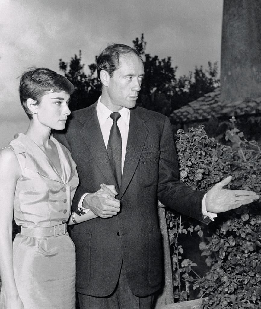 Audrey Hepburn and Mel Ferrer Holding Hands at their Honeymoon Abode.