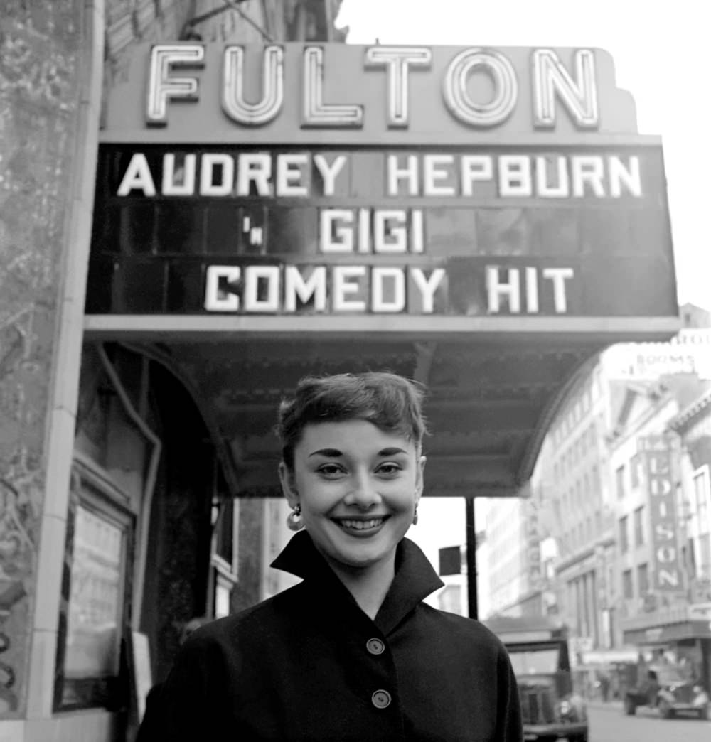 Audrey Hepburn at Times Square in New York City, 1951