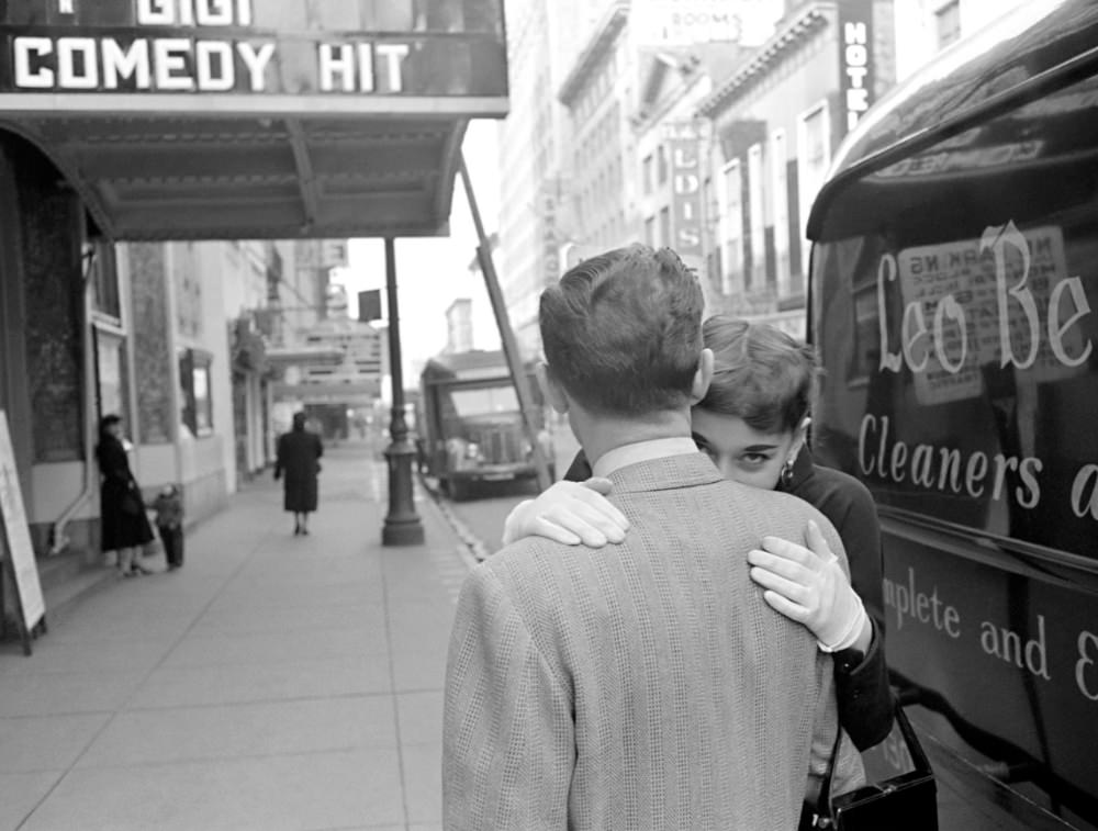 Audrey Hepburn at Times Square in New York City, 1951