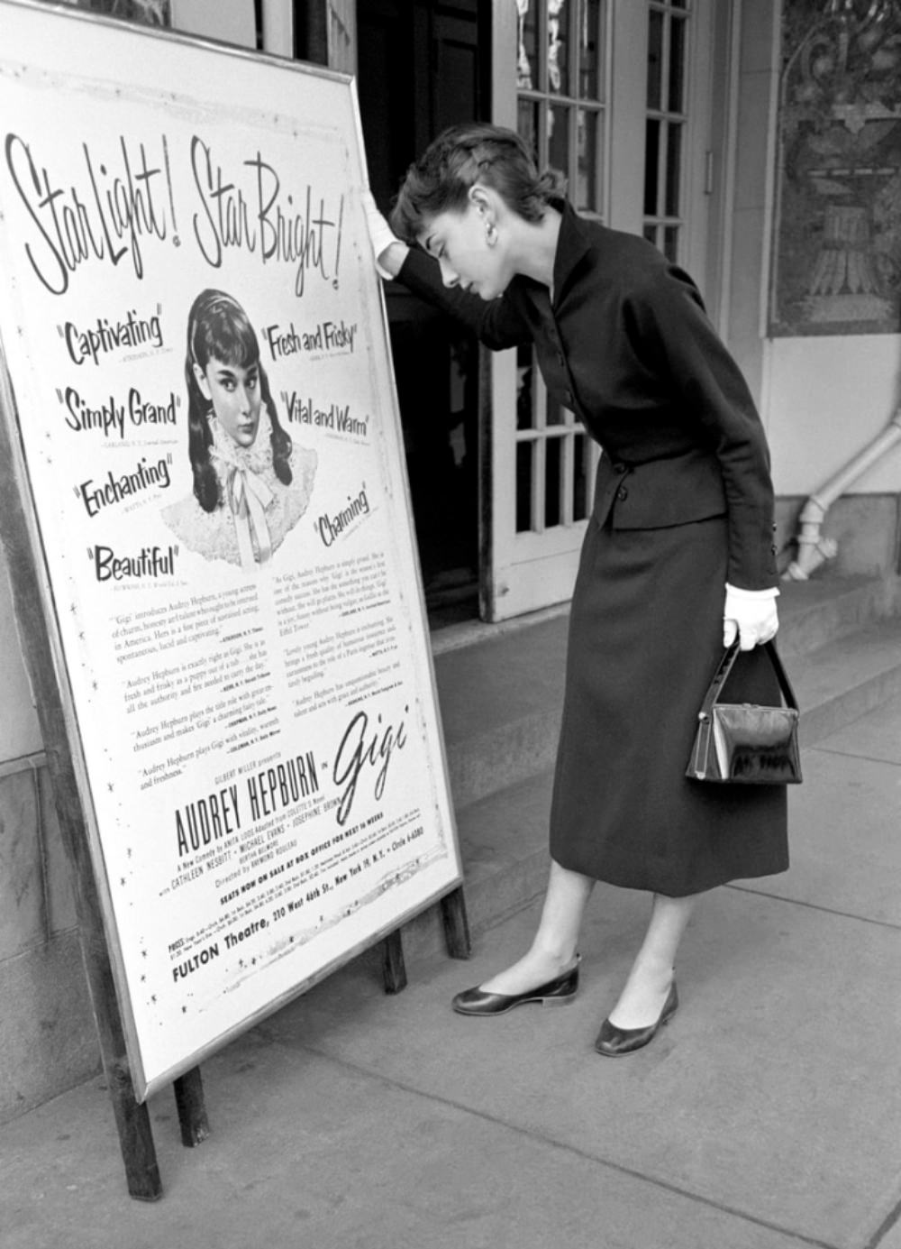 Audrey Hepburn at Times Square in New York City, 1951