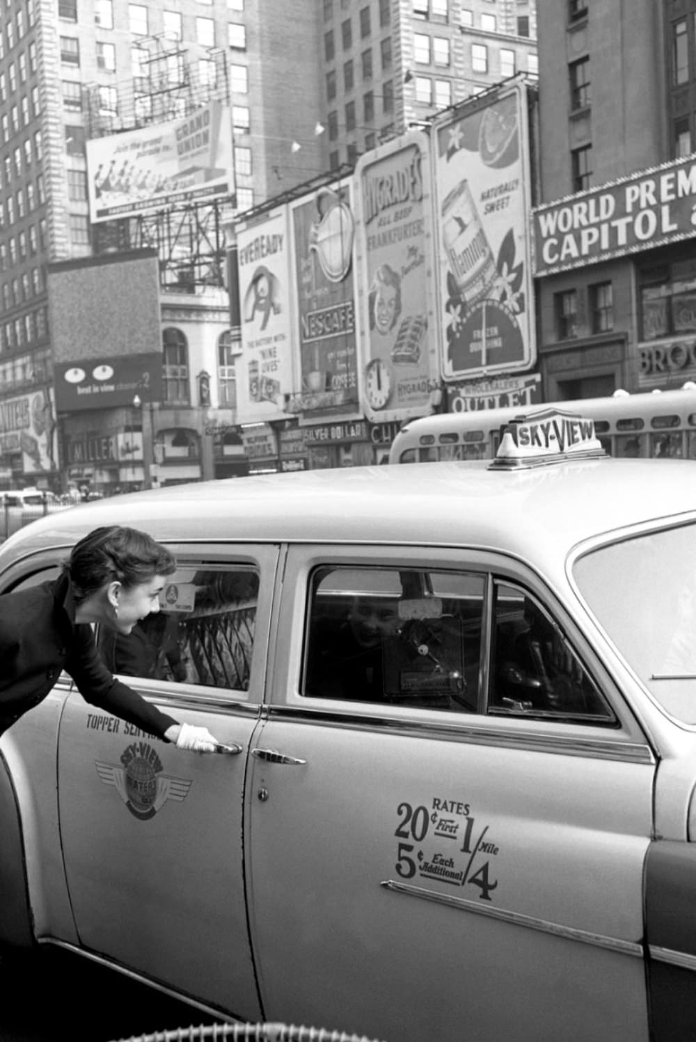 Audrey Hepburn at Times Square in New York City, 1951
