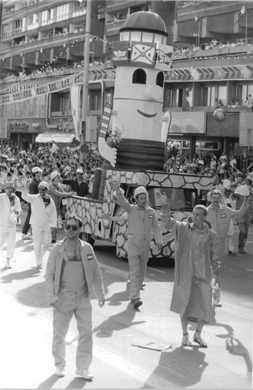 Berlin's 750th Birthday Celebration with a Parade of Portable Computers, Perms and Bikinis in East Germany