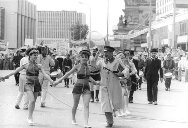 Berlin's 750th Birthday Celebration with a Parade of Portable Computers, Perms and Bikinis in East Germany