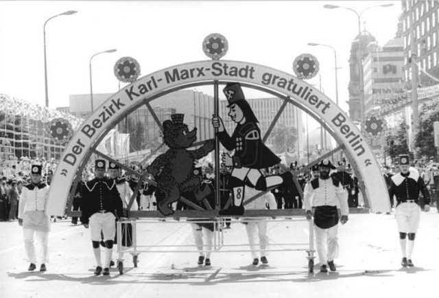 Berlin's 750th Birthday Celebration with a Parade of Portable Computers, Perms and Bikinis in East Germany