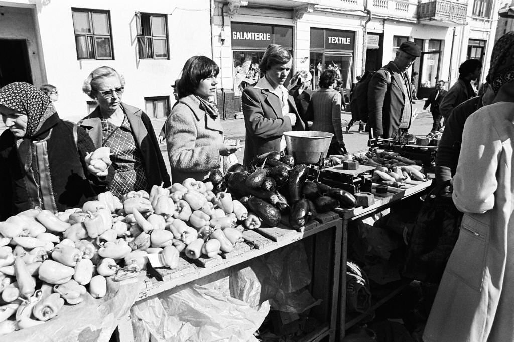 A vegetable Market in Bucharest, 1979.