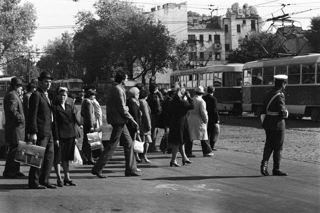 Bucharest street scene, 1978
