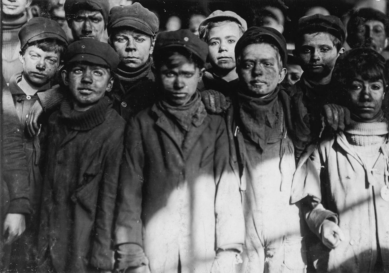 Breaker boys employed by the Pennsylvania Coal Company, 1911