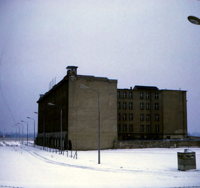 East German guard tower at the Berlin Wall, East Berlin, February 1970