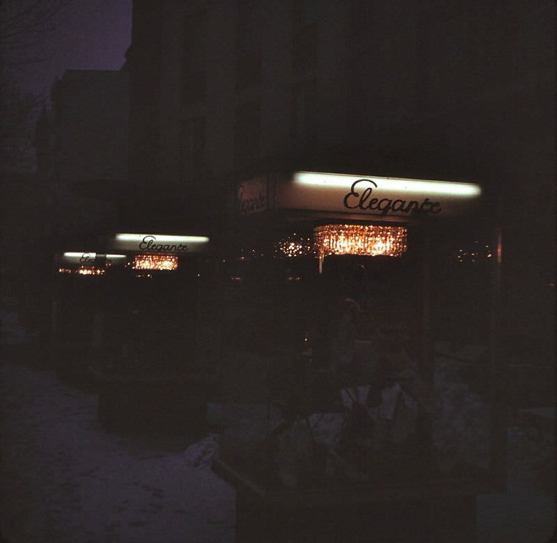 Kurfurstendamm by night, West Berlin, February 1970