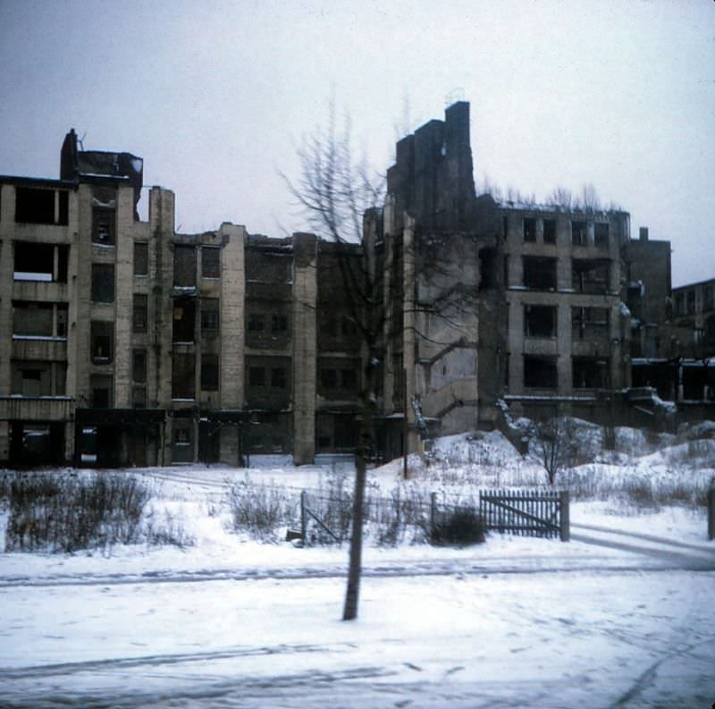 Ruins near the Berlin Wall, West Berlin, February 1970