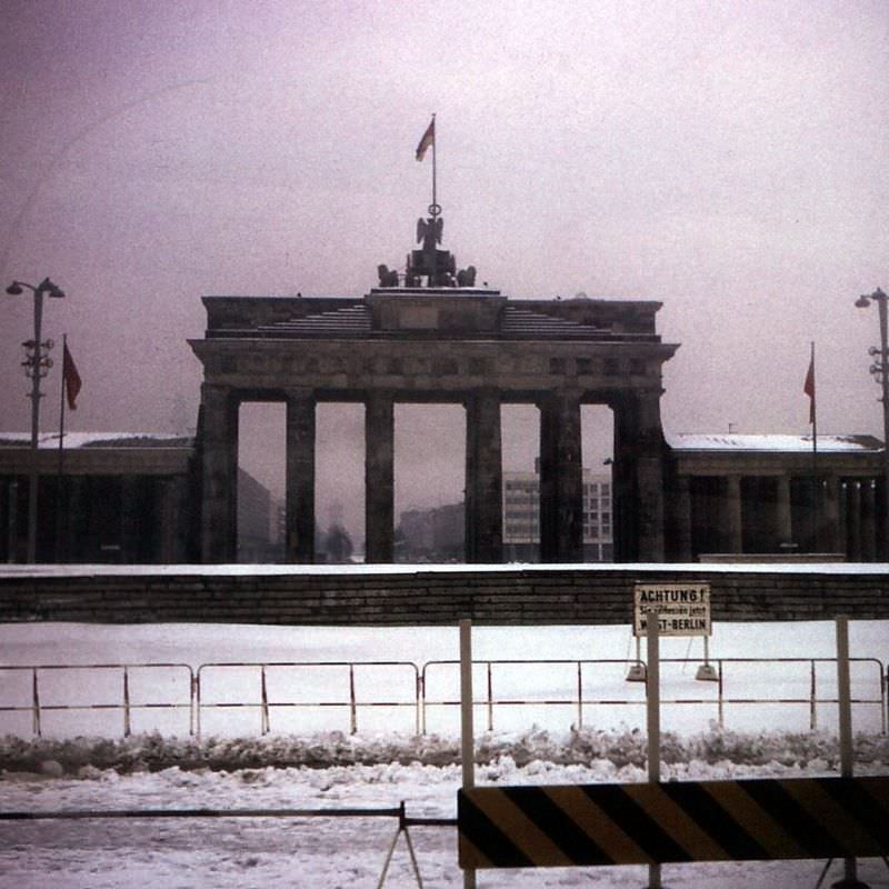 The Brandenburg Gate from West Berlin, West Berlin, February 1970