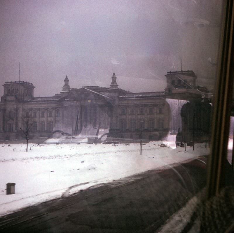 The Reichstag from East Berlin, East Berlin, February 1970