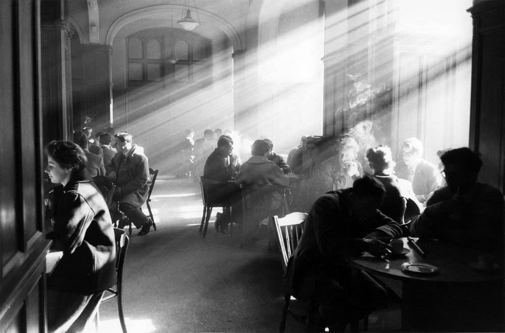 Students at lunch in Univeristy Common Room, Edinburgh, 1964