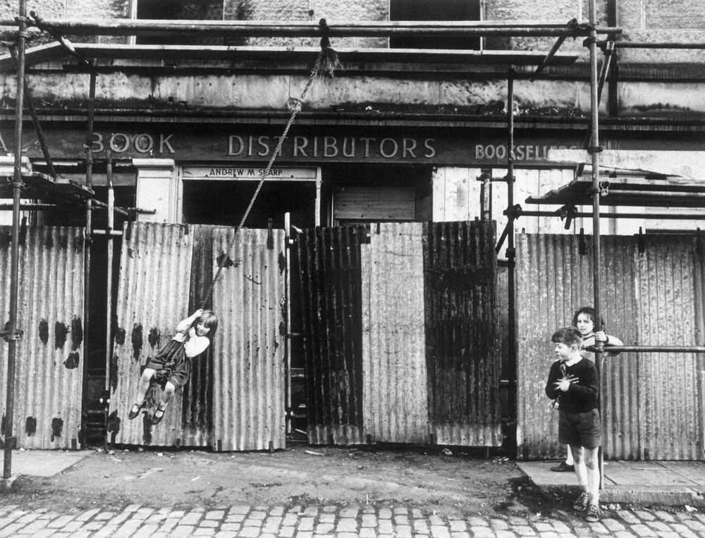 Girl enjoying the Rope Swing, Edinburgh, 1965