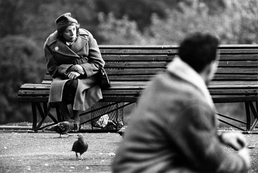 Two women sitting on the parck bench at Princes Street Gardens, Edinburgh, 1965