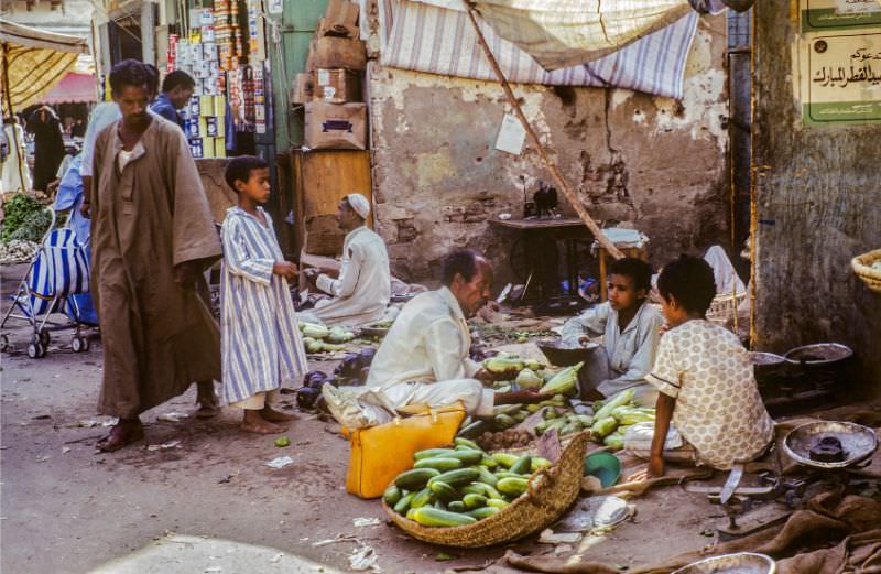 Vegetables merchant, Aswan, August 1981