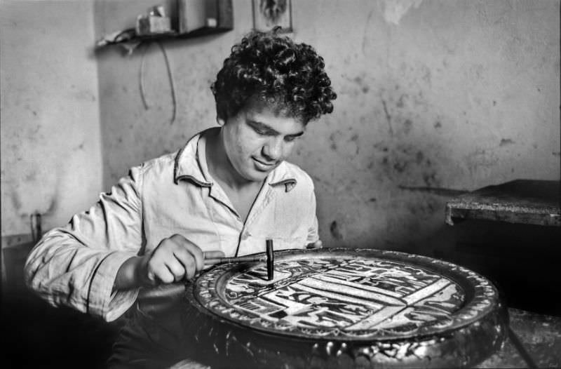 Brass craftsman, Cairo, July 1981