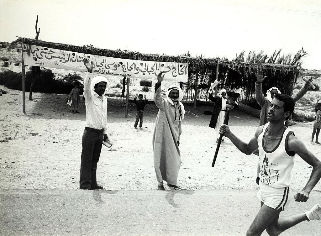 Israel gives the Sinai to Egypt. There is a marathon. Sinai Desert April 26, 1982.