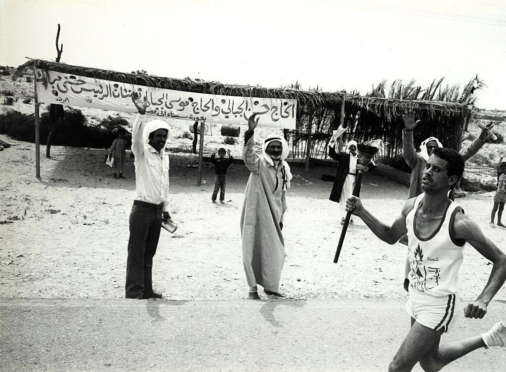 Israel gives the Sinai to Egypt. There is a marathon. Sinai Desert April 26, 1982.