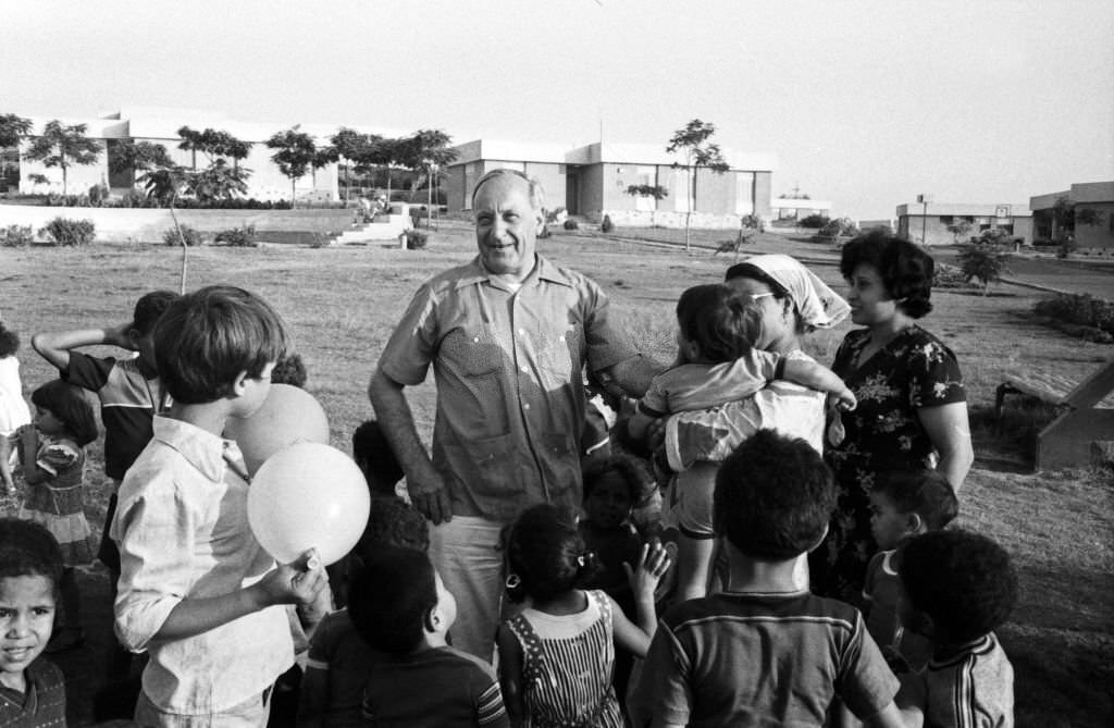 Hermann Gmeiner visiting on the occasion of the opening of the SOS Children's Village in al Amria near Alexandria, Egypt, 1980s