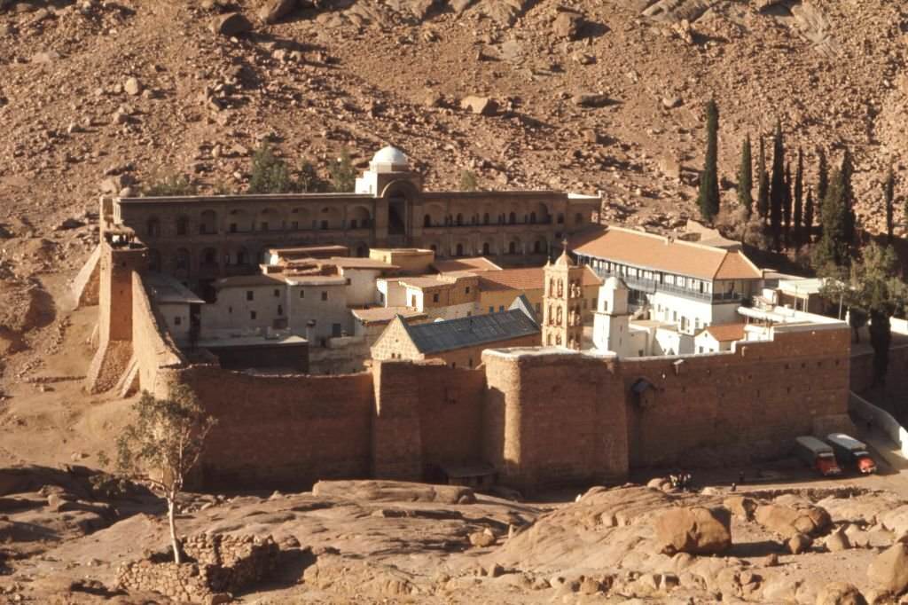 View of Saint Catherine's Orthodox Monastery in Sinai, Egypt, 1980