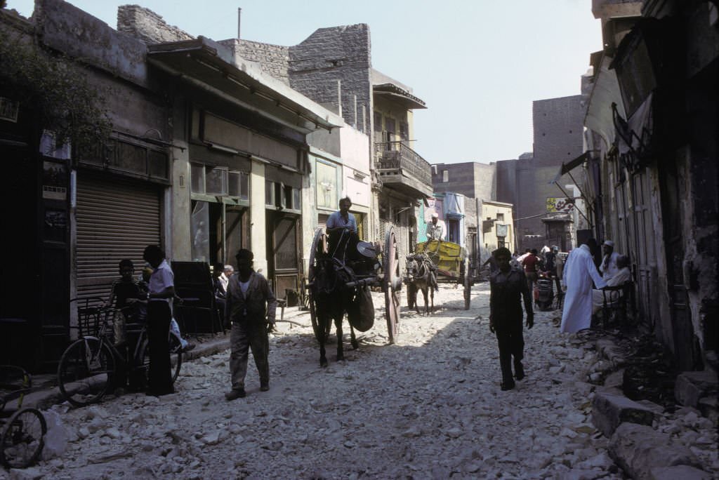 Passers-by in a street Cairo, Egypt, 1980