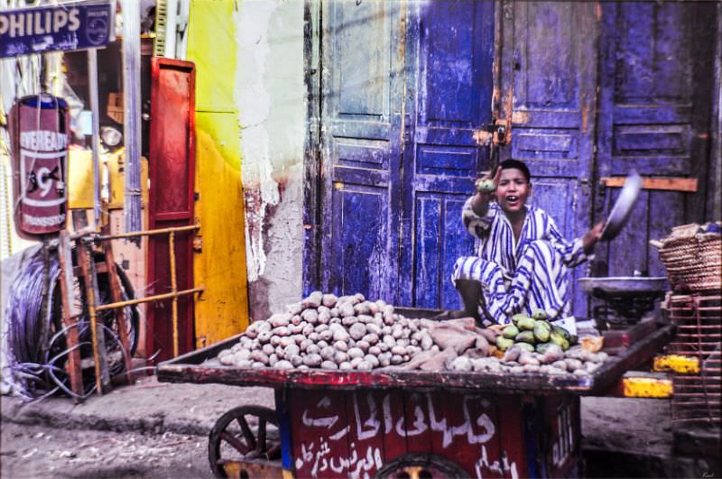 Potatoes merchant, Aswan, August 1981