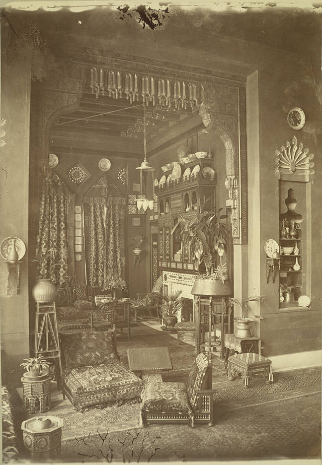 Interior of Egyptian home in Cairo, 1870s