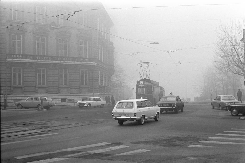 Basel im Nebel, Januar 1970