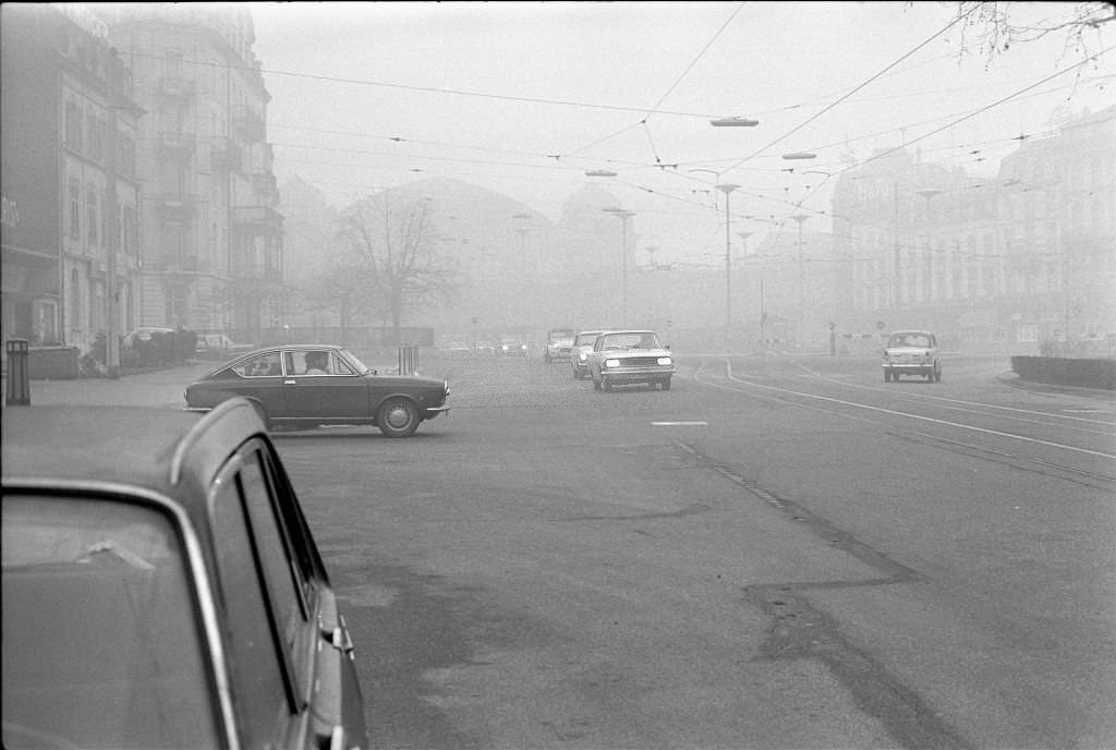 Basel im Nebel, Januar 1970