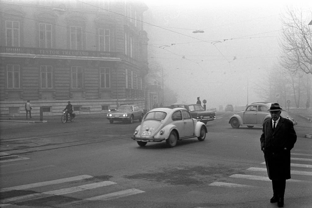 Basel im Nebel, Januar 1970