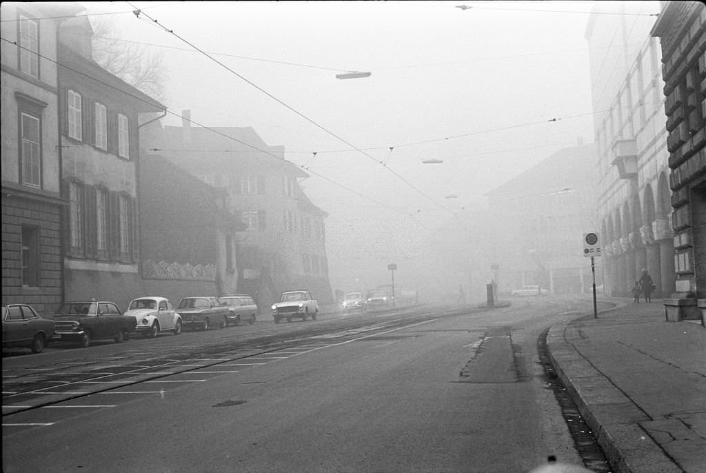 Basel im Nebel, Januar 1970