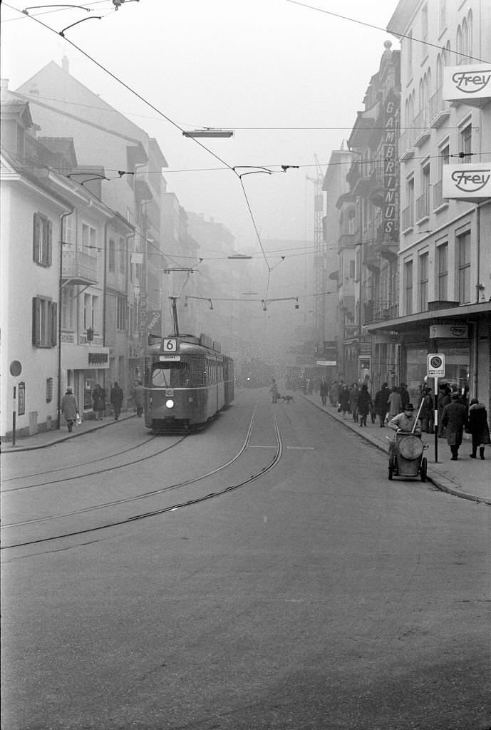 Basel im Nebel, Januar 1970