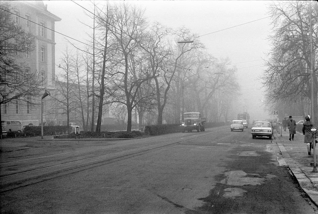 Basel im Nebel, Januar 1970