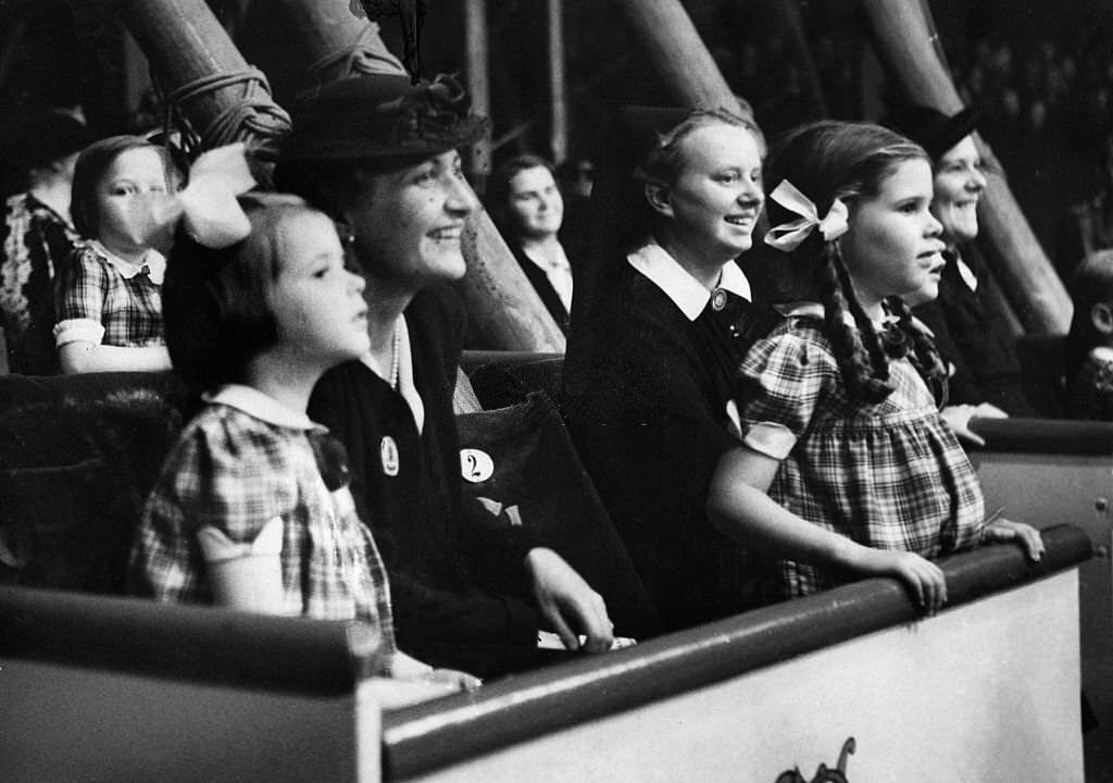 Joseph Goebbels with their children visiting a performance of the Circus Krone, 1938