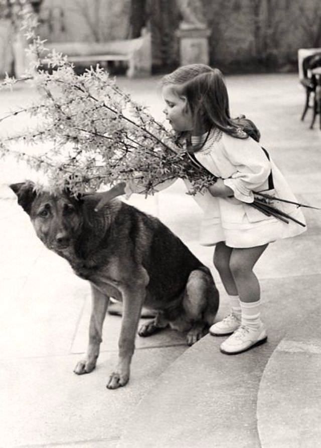 Helga with Prinz, Hitler’s dog.