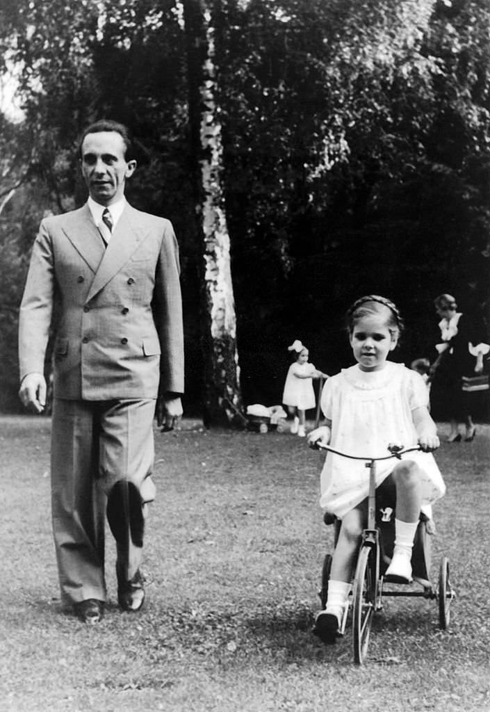 Joseph Goebbels in a park with his children.