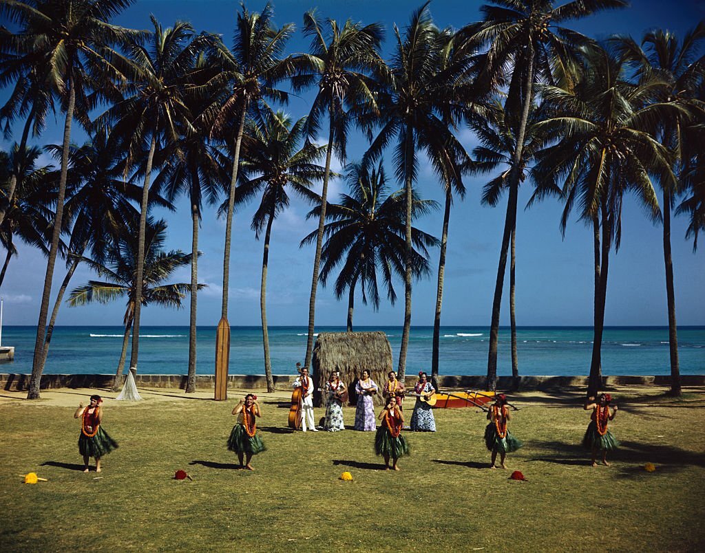 Hawaiians Dancing at Beach Area