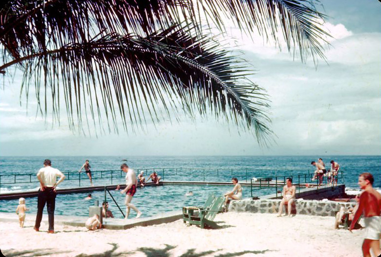 The saltwater swimming pool at the Kona Inn, Hawaii island