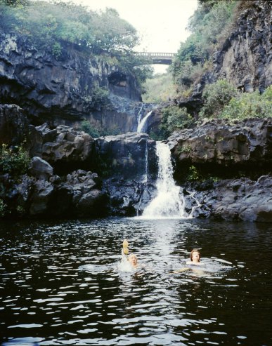 Swimming in a freshwater pool, Hawaii, 1959