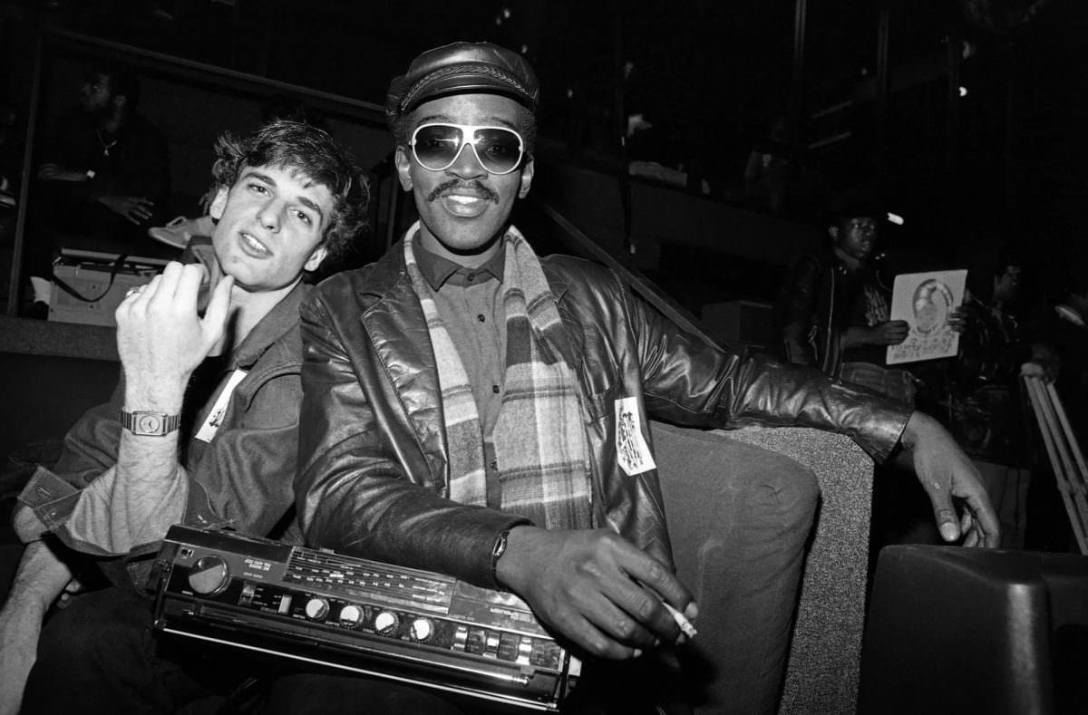 Zephyr and Fab Five Freddy at the Beat Street audition at the Roxy, 1984