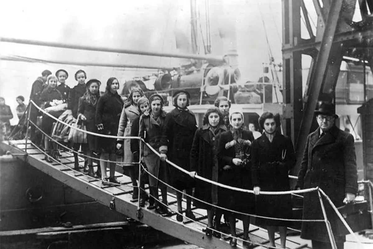 Jewish refugee children on their arrival in London on the Warszawa.