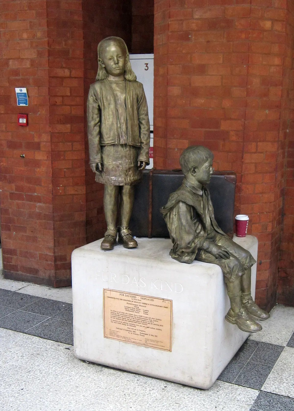 Flor Kent’s memorial at Liverpool Street station, relocated to the station’s concourse in 2011.